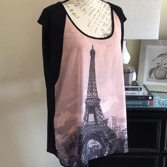 Forever 21 Plus Eiffel Tower Sheer Front Blouse - Picture 7 of 7